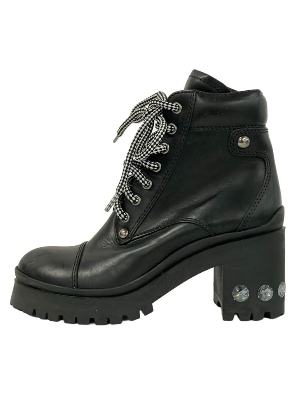 Miu Miu Short Boots Black Bijou Leather